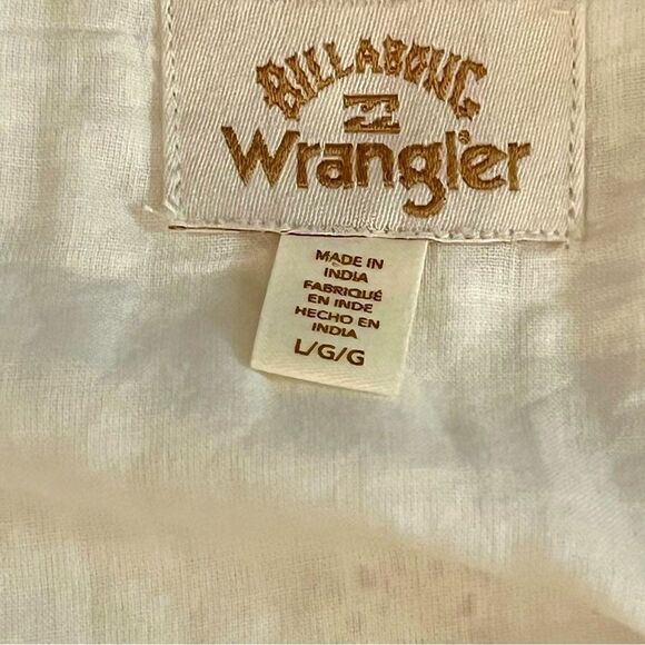 Wrangler x Billabong Lace White Eyelet Peasant Western Cowgirl Crop Top L - Picture 5 of 7